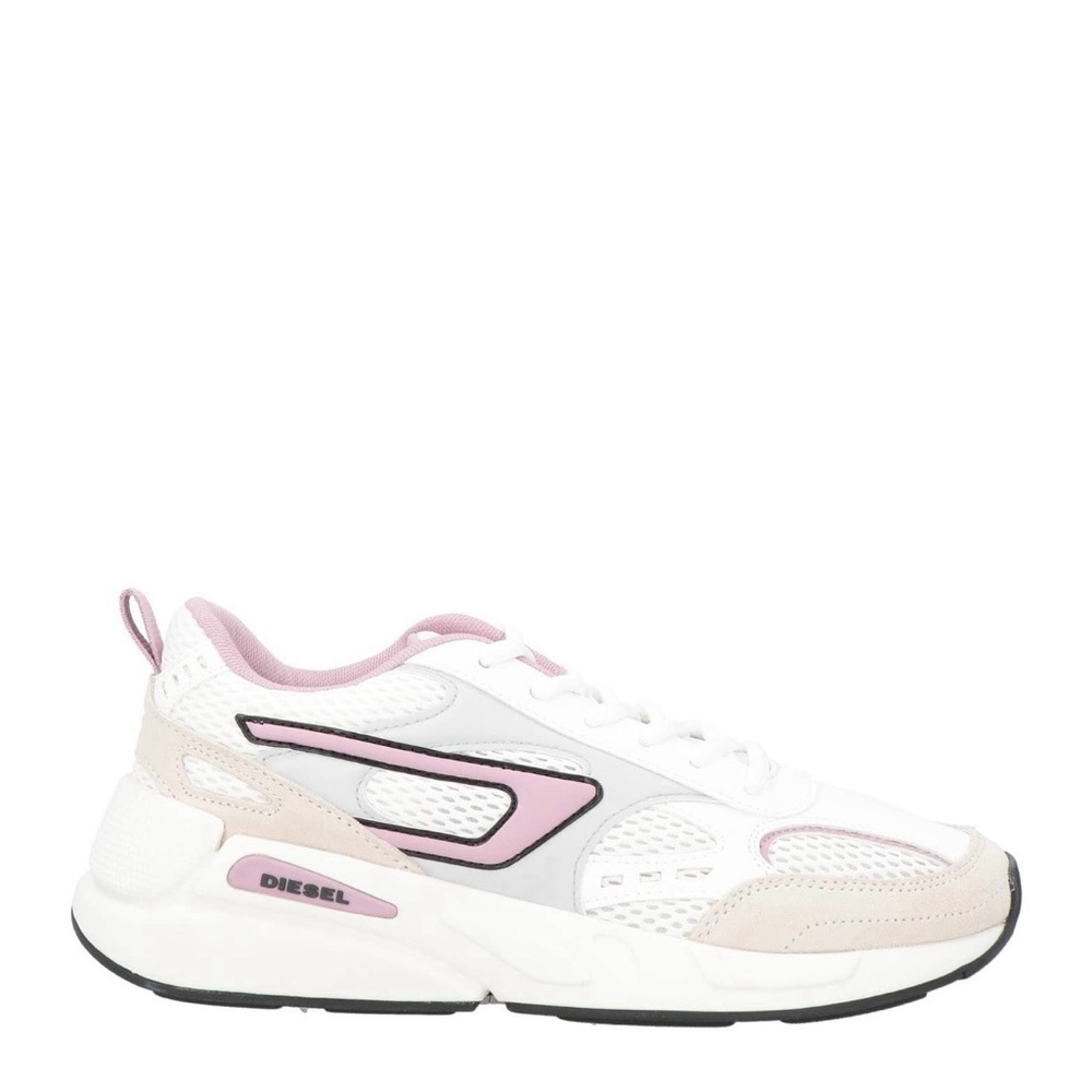 Diesel White and Pink Chunky Sneakers